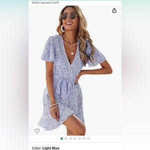 Women’s floral front tie v neck dress